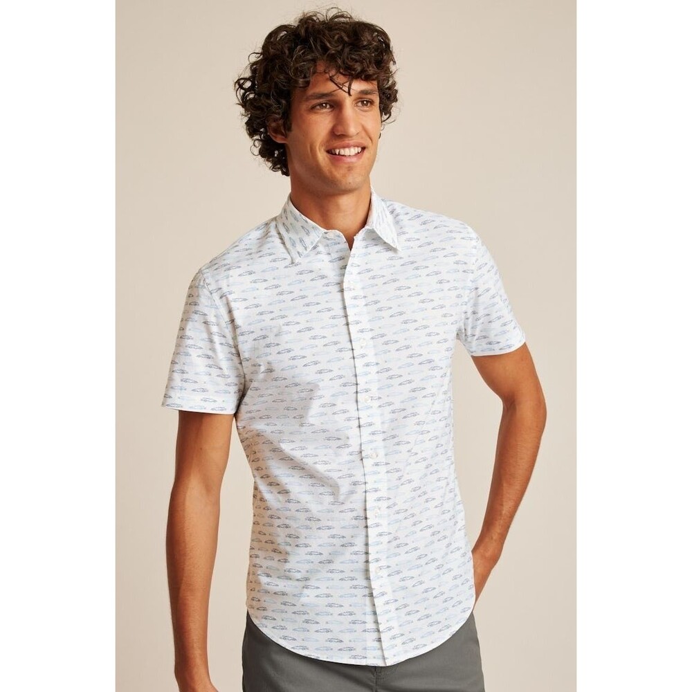 Bonobos Stretch Riviera Short Sleeve Shirt Men's Print Athletic Fit M New 283279